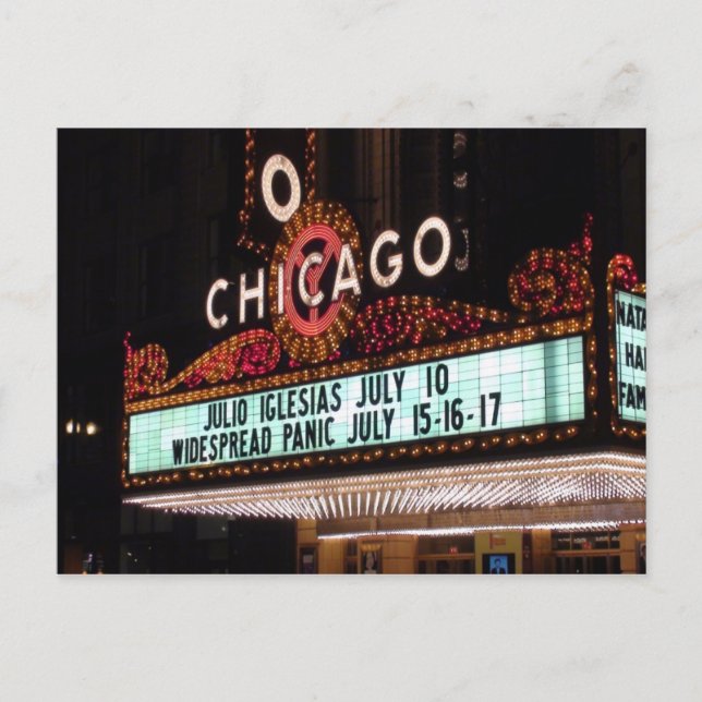 Chicago Theater Marquee Post Card Vykort (Framsida)