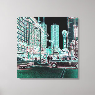 Chicago Theater State och Sjö Theater 1963 neon Canvastryck