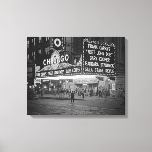 Chicago Theatre på natten, 1941 Canvastryck