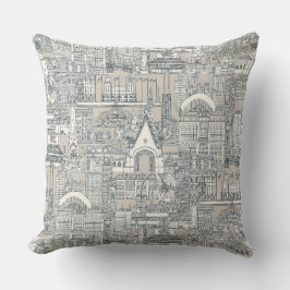 Chicago toile mörk grått Classic beige Kudde