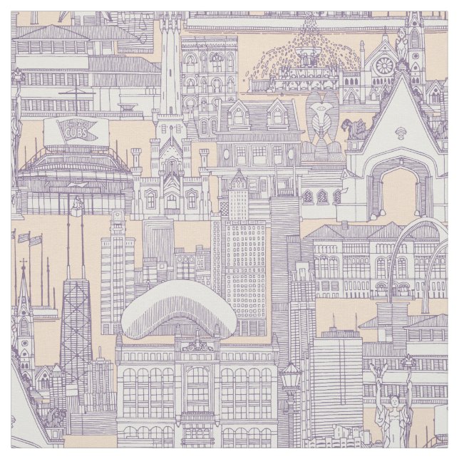 Chicago toile violet peach jelly tyg (Provkarta)