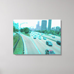 Chicago Traffic i färgad folie Canvastryck