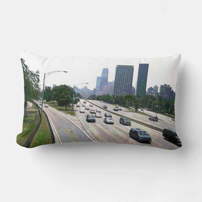 Chicago Traffic i sandsten Lumbarkudde (Framsida)