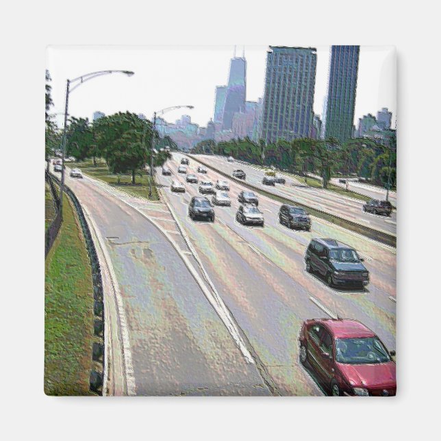 Chicago Traffic i sandsten Magnet (Framsidan)