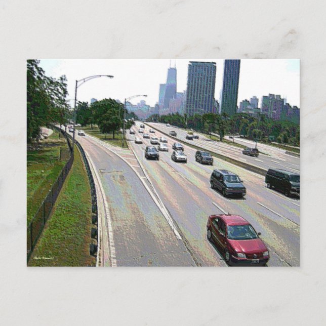 Chicago Traffic i sandsten Vykort (Framsida)