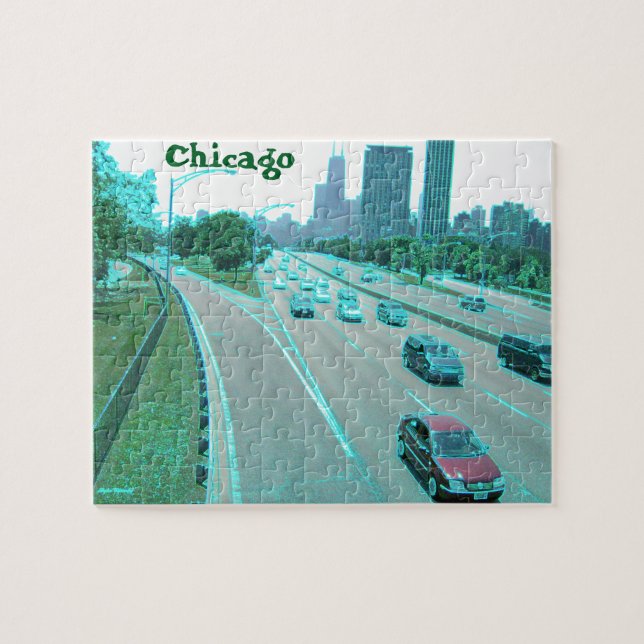 Chicago Trafik i Färgad Folie Pussel (Horisontell)