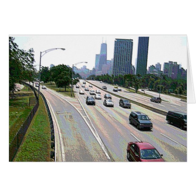 Chicago-trafik i sandsten hälsningskort (Framsidan Horizontal)