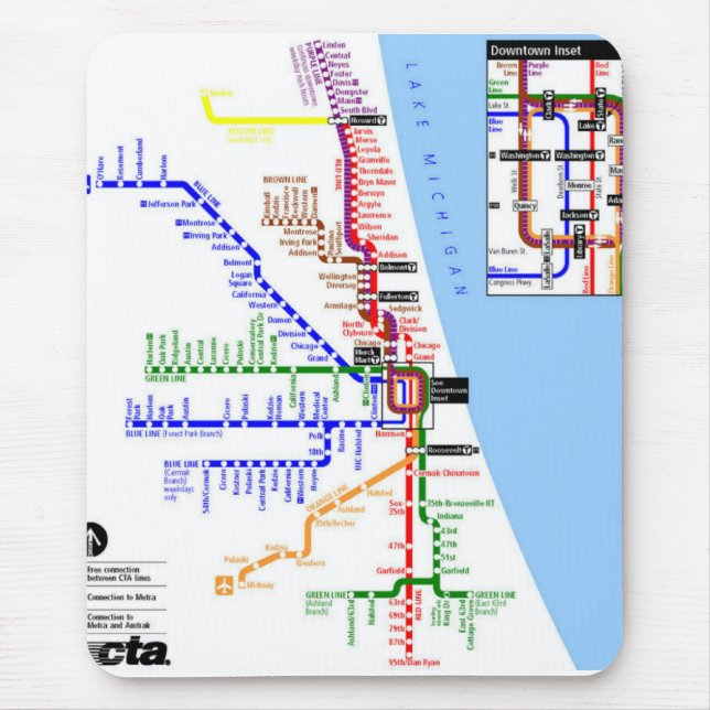 Chicago tunnelbanan Mousepad Musmatta (Framsidan)