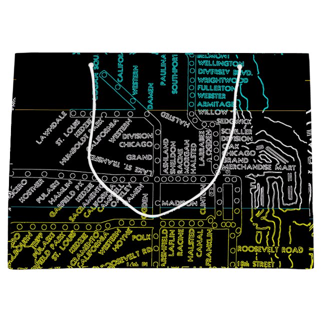 Chicago Tunnelbanan Tåg Vintage System Karta Route (Framsidan)