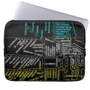 Chicago Tunnelbanan Tåg Vintage System Karta Route Laptop Sleeve