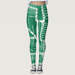 Chicago Tunnelbanan Tåg Vintage System Karta Route Leggings