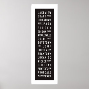 Chicago Typografisk Tunnelbanan Art Buss Roll Poster