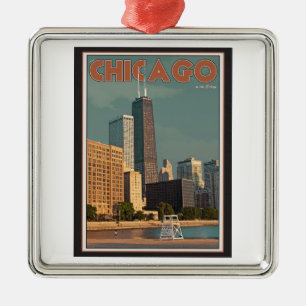 Chicago - underskriften centrerar julgransprydnad metall