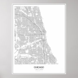 Chicago, United Stater Minimalist Karta Poster