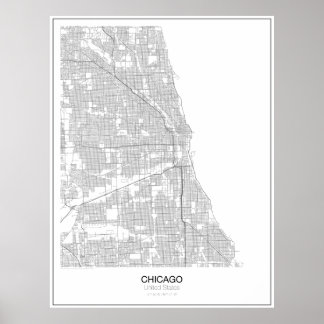 Chicago, United Stater Minimalist Karta Poster