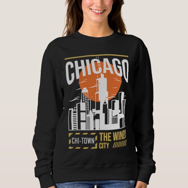 Chicago USA Chicago Skyline I Love Chicago Chi Tow T Shirt (Framsida)
