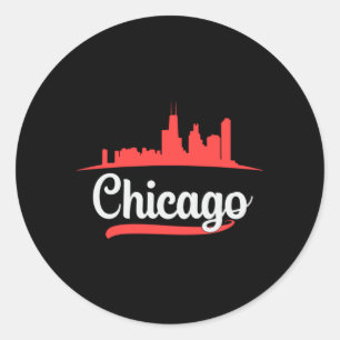 Chicago USA City Cityscape Skyline Funny Gift Idea Runt Klistermärke