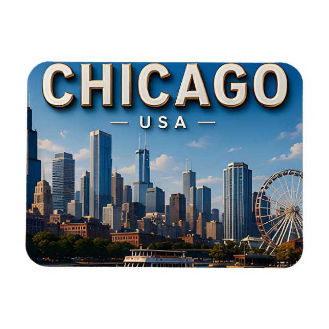 Chicago USA Siluett Resa Magnet (Horisontell)