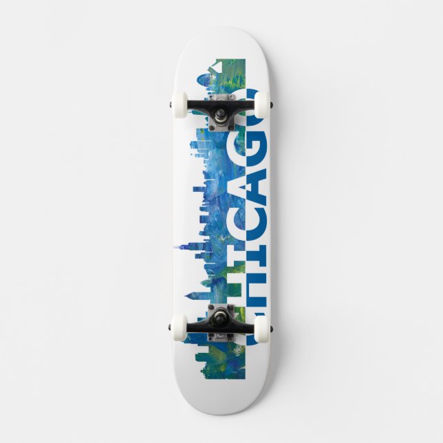 Chicago USA Siluett Skateboard (Framsida)