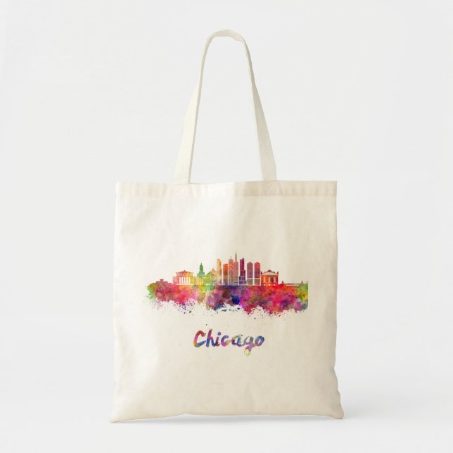 Chicago V2 skyline in watercolor Tygkasse (Framsidan)