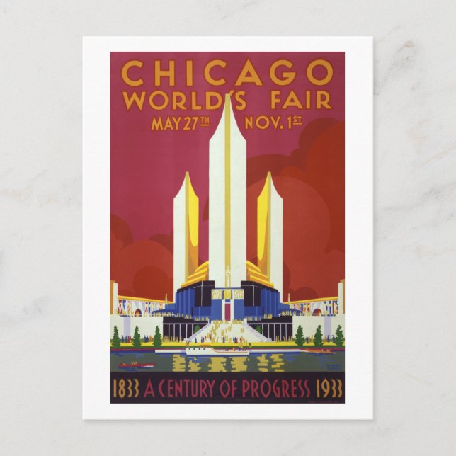 Chicago världar fair Vintage affisch Reststed Vykort (Framsida)