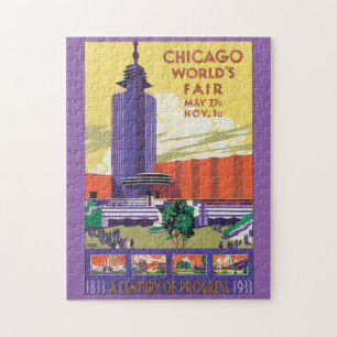 Chicago världs affisch för vintage resor för mässa pussel