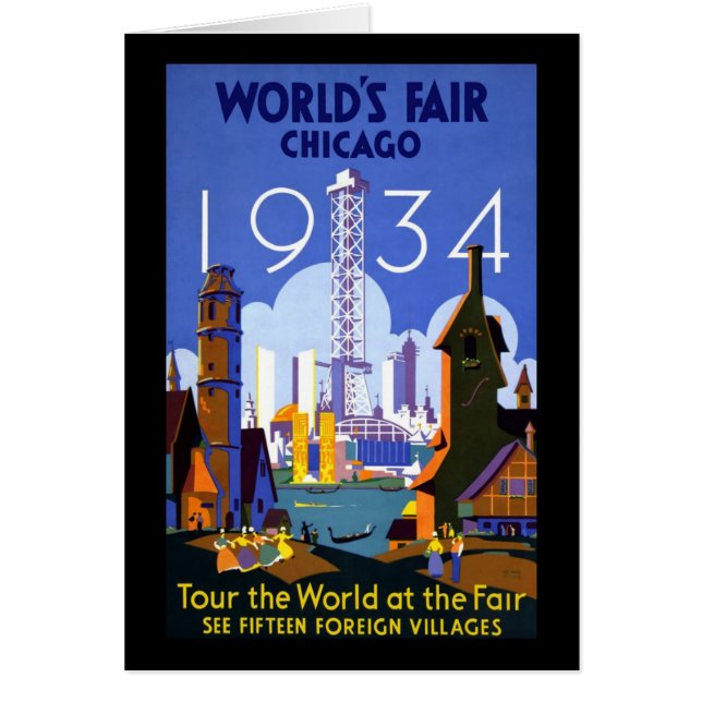 Chicago världs mässa 1934 hälsningskort (Framsidan)