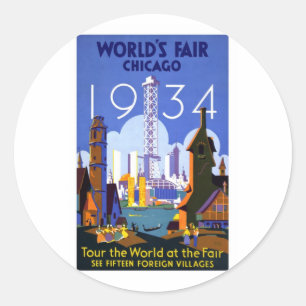 Chicago världs mässa 1934 runt klistermärke