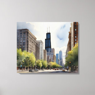 Chicago vattenfärgsart canvastryck