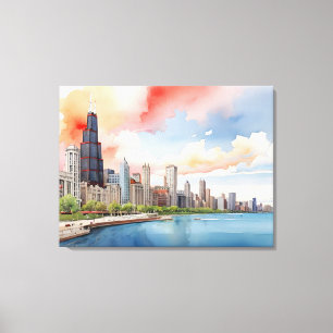 Chicago vattenfärgsart canvastryck