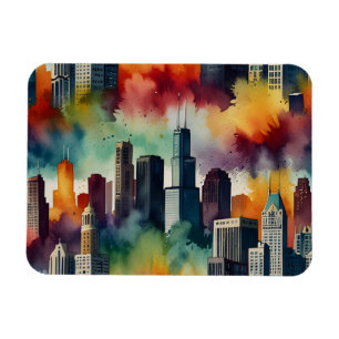 Chicago vattenfärgsart magnet