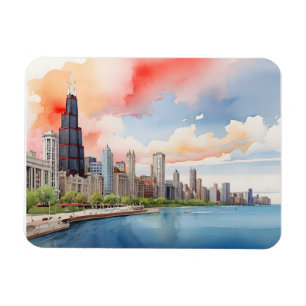 Chicago vattenfärgsart magnet