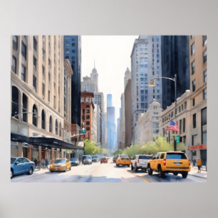 Chicago vattenfärgsart poster