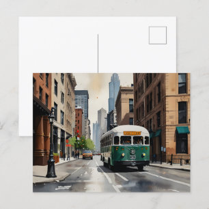 Chicago vattenfärgsart vykort