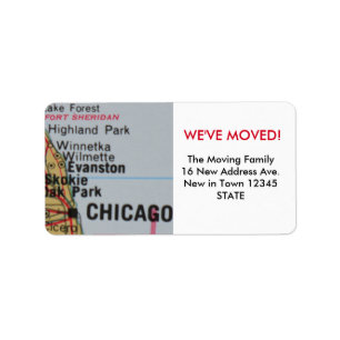 Chicago Vi har flyttat label Adressetikett