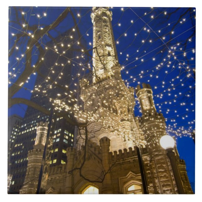 Chicago vid Christmastime Kakelplatta (Framsidan)