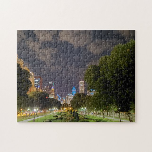 Chicago vid nattpussel pussel (Horisontell)