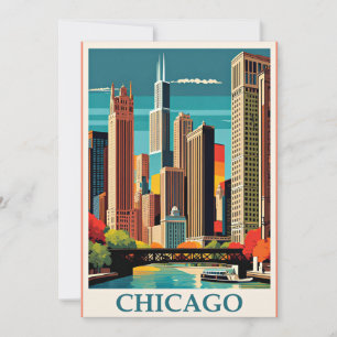 Chicago Vintage Illustration Tack Kort
