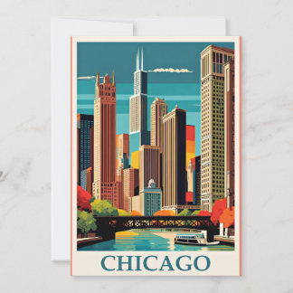 Chicago Vintage Illustration Tack Kort