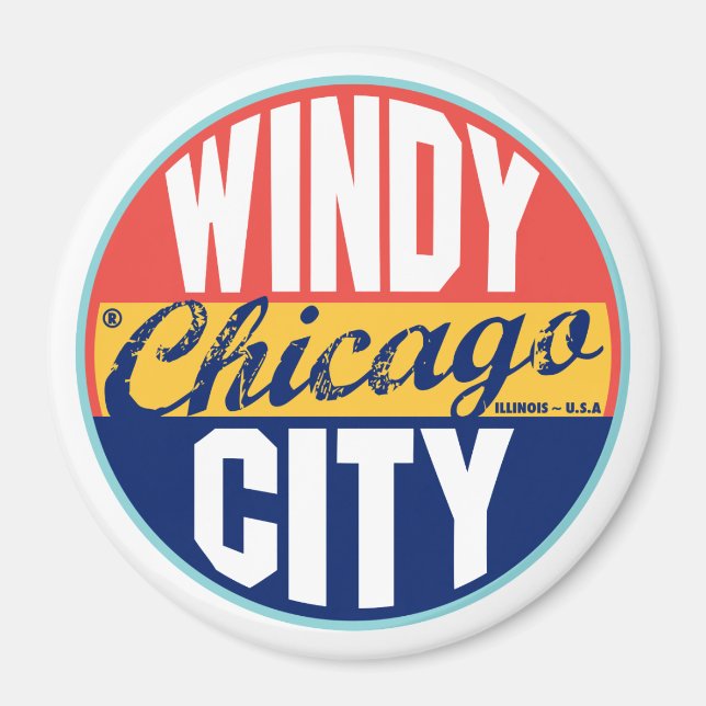 Chicago Vintage Label Magnet (Framsidan)