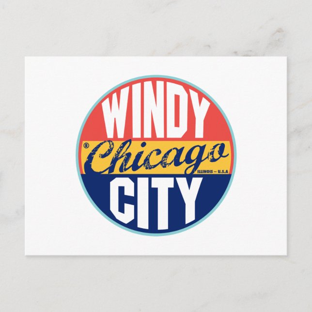 Chicago Vintage Label Vykort (Framsida)