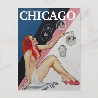 Chicago Vintage Pin-up-flicka Vykort