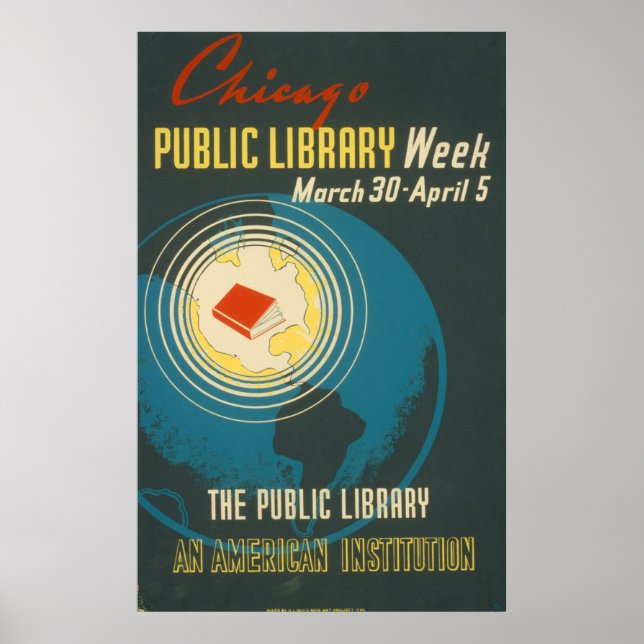 Chicago Vintage Public Bibliotek Poster (Framsidan)