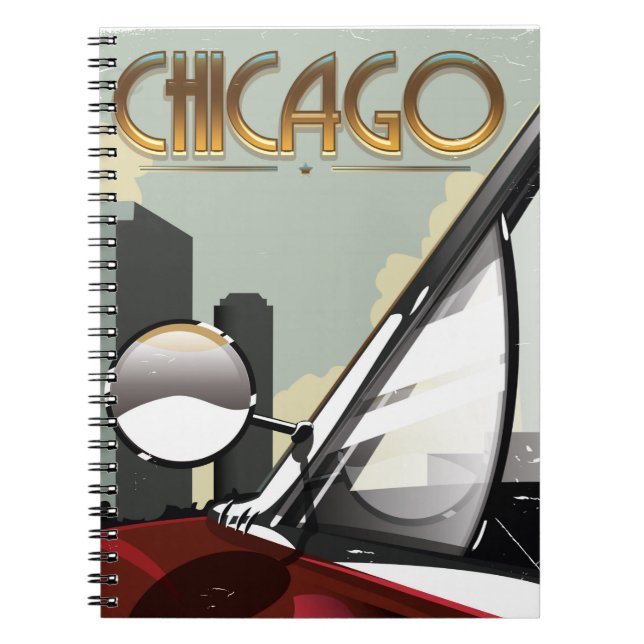 Chicago vintage reseskylt anteckningsbok med spiral (Framsidan)