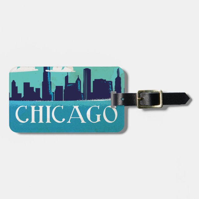 Chicago vintage reseskylt bagagebricka (Horisontell Framsida)