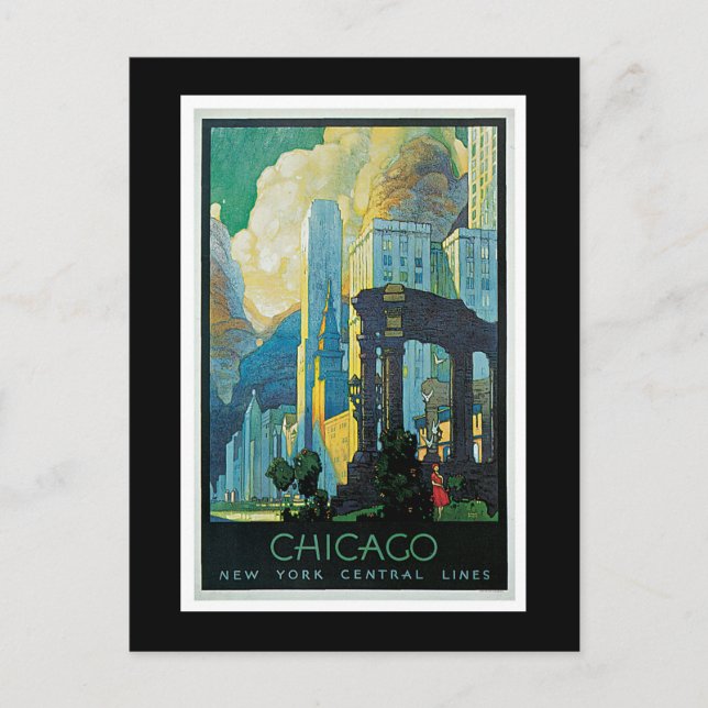 "Chicago" Vintage resor Poster Vykort (Framsida)