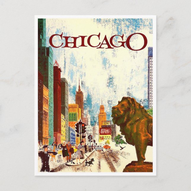 Chicago vintage resor vykort (Framsida)
