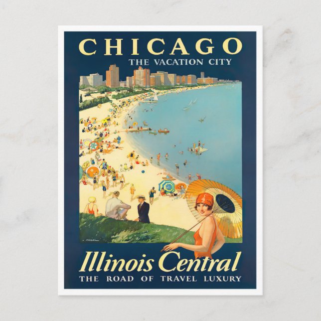 Chicago vintage resor vykort (Framsida)
