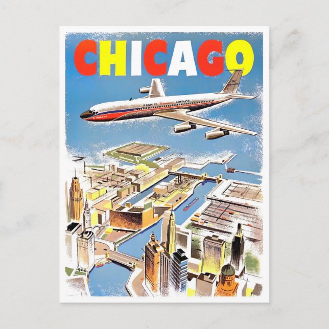 Chicago vintage resor vykort (Framsida)