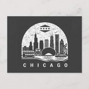 Chicago Vintage Siluett Meddelande Vykort